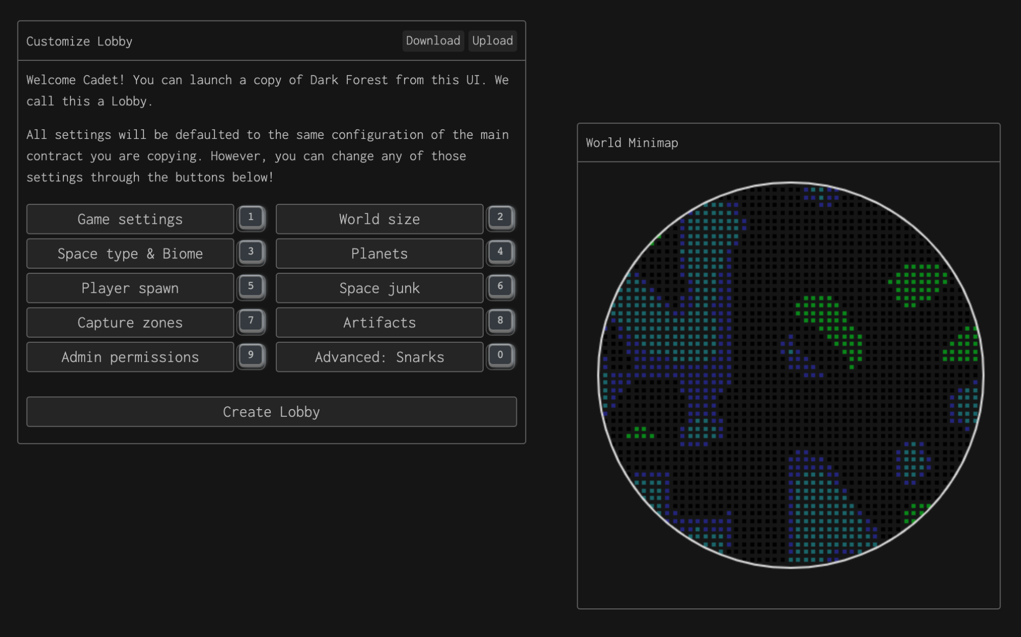 Lobbies configuration page