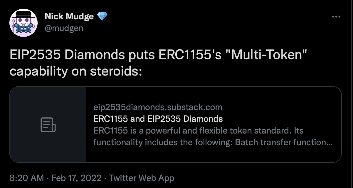 @mudgen tweet about ERC1155